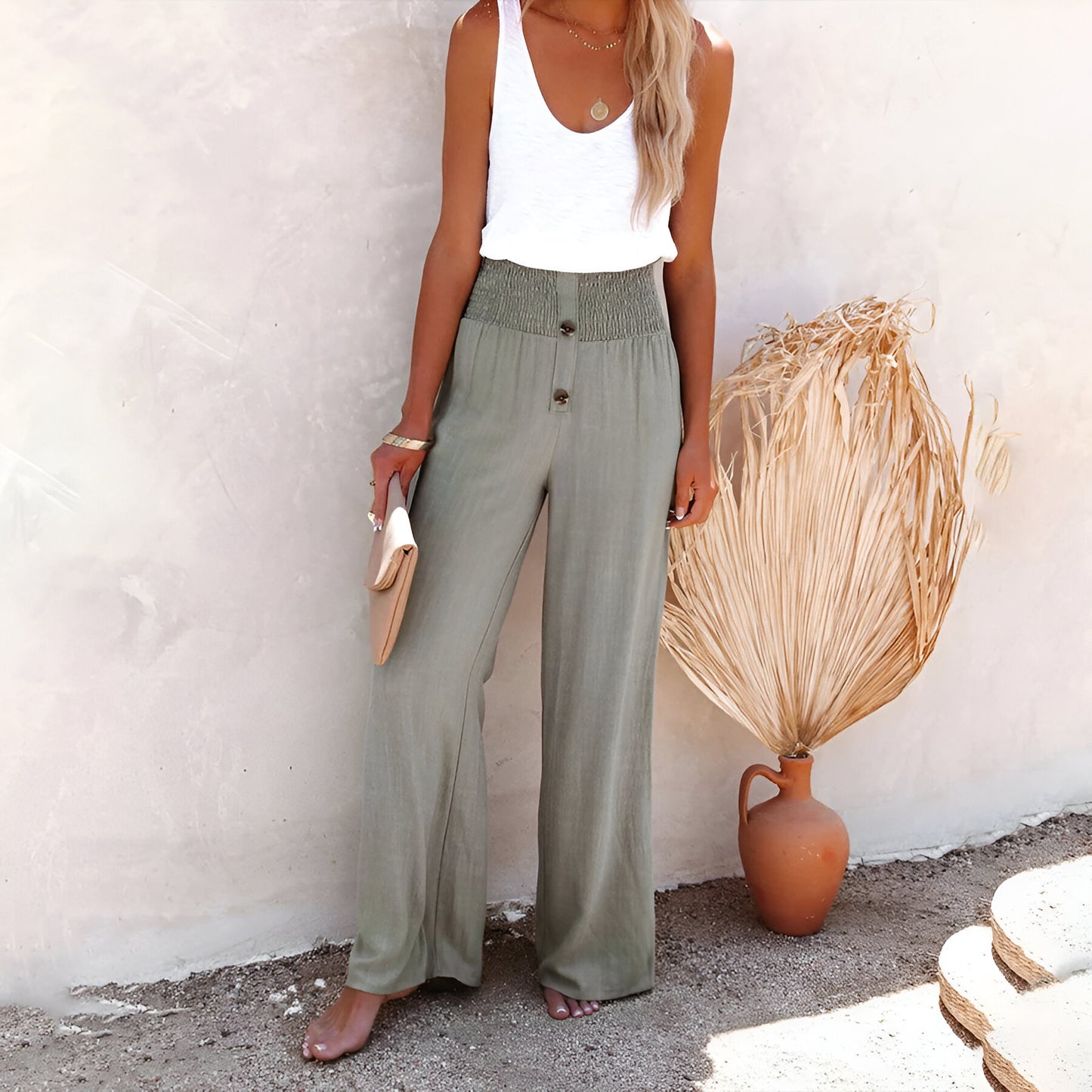 Nora – Women’s Pants with Smocked Waist