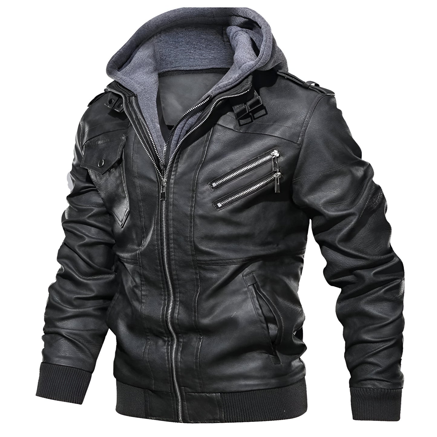 Liam – Men’s Leather Jacket with Hood