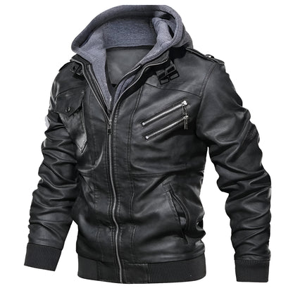 Liam – Men’s Leather Jacket with Hood