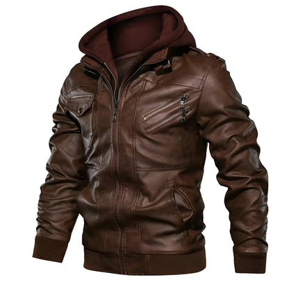 Liam – Men’s Leather Jacket with Hood