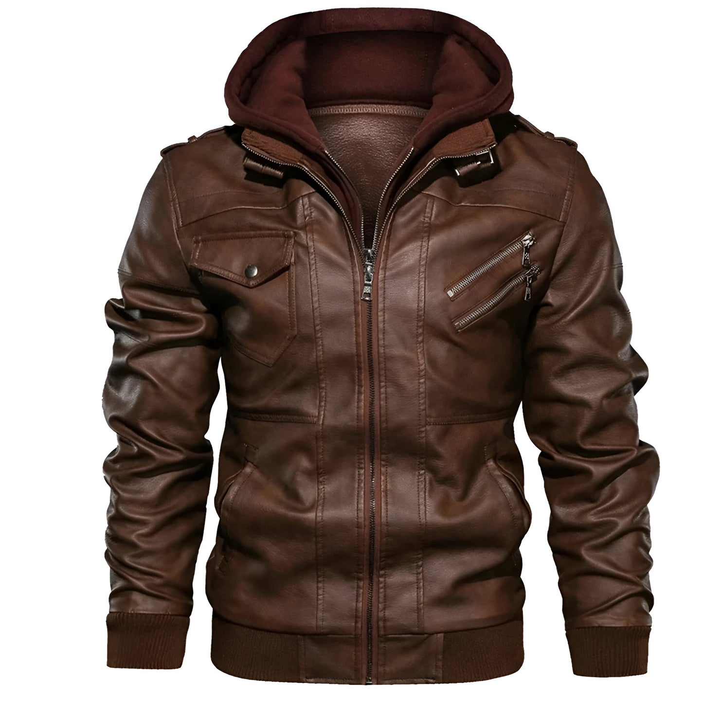 Liam – Men’s Leather Jacket with Hood
