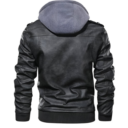 Liam – Men’s Leather Jacket with Hood